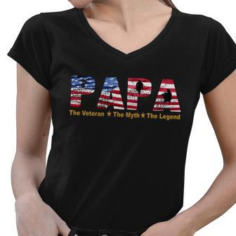 Papa The Veteran The Myth The Legend Tshirt Women V-Neck T-Shirt - Monsterry AU