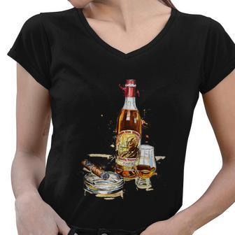 Pappy & Cigar Painting Blantons Buffalo Trace Tshirt Women V-Neck T-Shirt - Monsterry DE