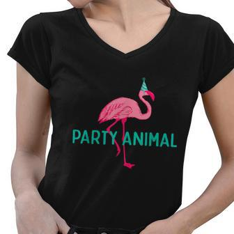 Party Animal Flamingo Birthday Flamingo Birthday Graphic Design Printed Casual Daily Basic Women V-Neck T-Shirt - Thegiftio UK