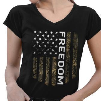 Patriotic American Flag Camo Freedom Usa Patriot Gift Meaningful Gift Women V-Neck T-Shirt