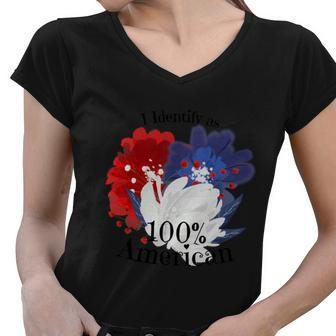 Patriotic Designs I Identify As American Flowers Graphic Design Printed Casual Daily Basic Women V-Neck T-Shirt