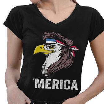 Patriotic Eagle Mullet American Flag Merica 4Th Of July Great Gift Women V-Neck T-Shirt - Monsterry