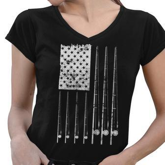 Patriotic Fishing American Flag Tshirt Women V-Neck T-Shirt - Monsterry CA