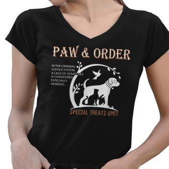 Paw And Order Special Feline Unit Pets Training Dog And Cat Women V-Neck T-Shirt - Seseable