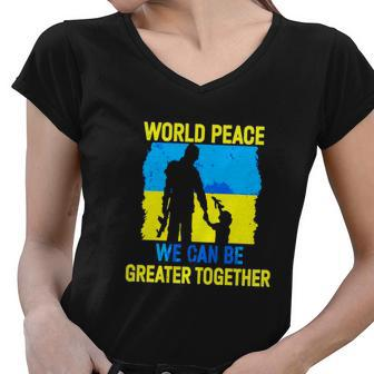 Peace In Ukraine Dove Stand With Ukraine Ukrainians Tshirt Women V-Neck T-Shirt - Monsterry AU