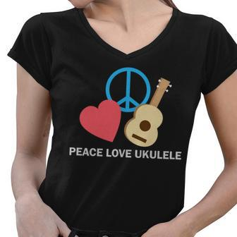 Peace Love Ukulele Tshirt Women V-Neck T-Shirt - Monsterry AU