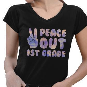 Peace Out 1St Grade 2022 Graduate Happy Last Day Of School Gift Women V-Neck T-Shirt - Monsterry
