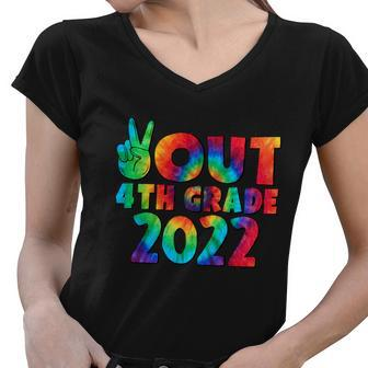Peace Out 4Th Grade 2022 Tie Dye Happy Last Day Of School Funny Gift Women V-Neck T-Shirt - Monsterry AU