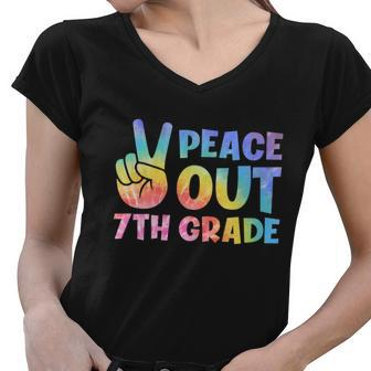 Peace Out 7Th Grade 2022 Graduate Happy Last Day Of School Great Gift Women V-Neck T-Shirt - Monsterry AU