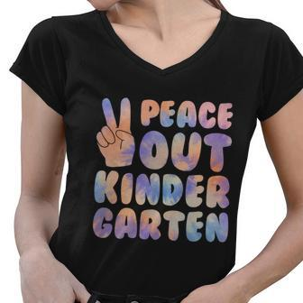 Peace Out Kindergarten Grade 2022 Happy Last Day Of School Cool Gift Women V-Neck T-Shirt - Monsterry