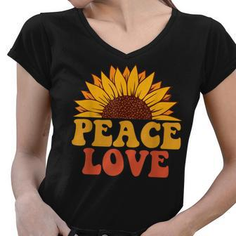 Peace Sign Love 60S 70S Tie Dye Hippie Halloween Costume V8 Women V-Neck T-Shirt - Seseable