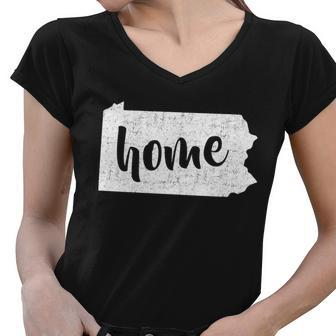 Pennsylvania Home State Women V-Neck T-Shirt - Monsterry
