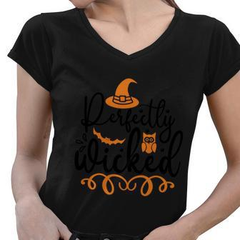 Perfectly Wicked Halloween Quote Women V-Neck T-Shirt - Monsterry UK