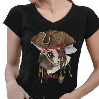 Pirate Pug V2 Women V-Neck T-Shirt - Monsterry UK
