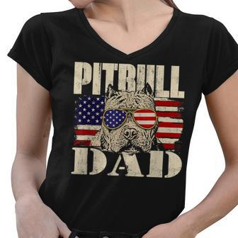 Pitbull Dad - Dog Lover Pibble Pittie Pit Bull Terrier Women V-Neck T-Shirt - Thegiftio UK