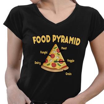 Pizza Food Pyramid Women V-Neck T-Shirt - Monsterry DE