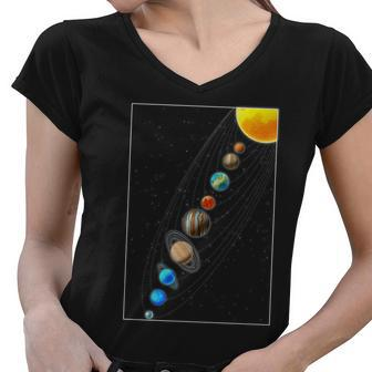 Planets Solar System V2 Women V-Neck T-Shirt - Monsterry AU