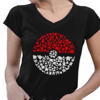 Pokeball Silhouette Tshirt Women V-Neck T-Shirt - Monsterry UK