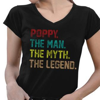 Poppy The Man The Myth The Legend Women V-Neck T-Shirt - Monsterry