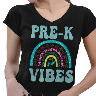 Pre-K Vibes Preschool Teacher Back To School Appreciation Women V-Neck T-Shirt - Thegiftio UK