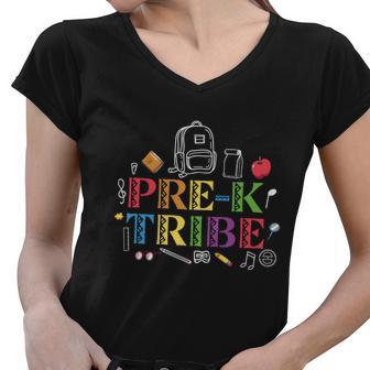 Pre Kindergarten Tribe Back To School First Day Of School Women V-Neck T-Shirt - Monsterry