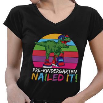 Prek Nailed It T_Rex Back To School Women V-Neck T-Shirt - Monsterry UK