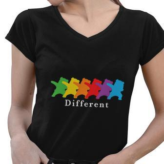 Pride Month Dare To Be Different Rainbow Lgbt Women V-Neck T-Shirt - Monsterry DE