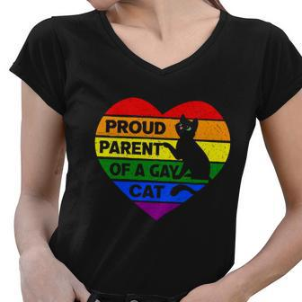 Pride Month Proud Parent Of A Gay Lgbt Women V-Neck T-Shirt - Monsterry DE