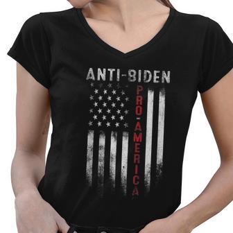 Pro America Anti Biden Usa American Flag Patriotic Tshirt Women V-Neck T-Shirt - Monsterry DE