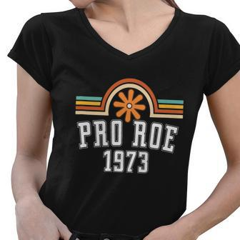 Pro Roe 1973 Rainbow Womens Rights Women V-Neck T-Shirt - Monsterry UK