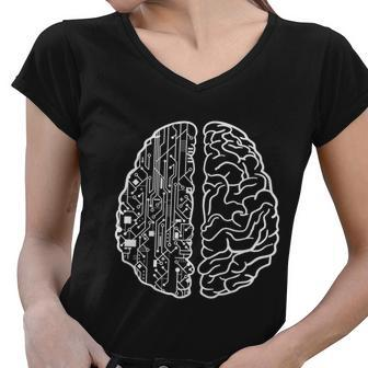 Programmer Coder Cute Gift Developer Programming Brain Programmer Gift Women V-Neck T-Shirt - Thegiftio UK