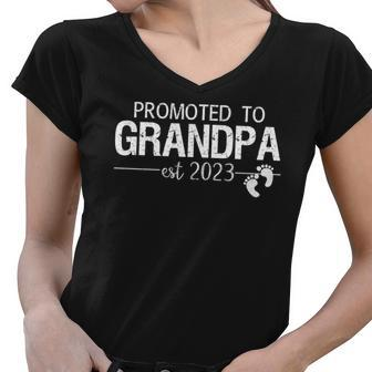 Promoted To Grandpa Women V-Neck T-Shirt - Monsterry
