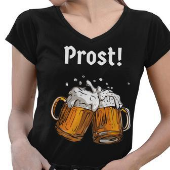 Prost Oktoberfest Beerfest Women V-Neck T-Shirt - Monsterry CA
