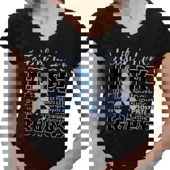 Prostate Cancer Awareness Faith Hope Women V-Neck T-Shirt - Monsterry