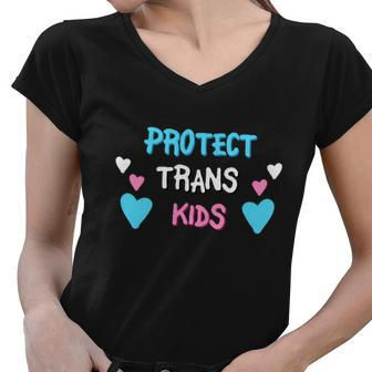 Protect Trans Kids Transgender Pride Month Women V-Neck T-Shirt - Monsterry