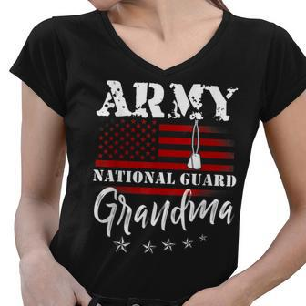 Proud Army National Guard Grandma Us Flag Us Military Women V-Neck T-Shirt - Thegiftio UK