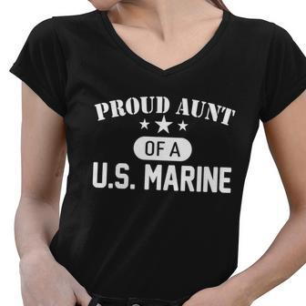 Proud Aunt Of A Us Marine Women V-Neck T-Shirt - Monsterry