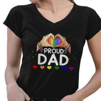 Proud Dad Lgbt Flag Gay Lesbian Pride Parades Rainbow Funny Gift Women V-Neck T-Shirt - Monsterry AU