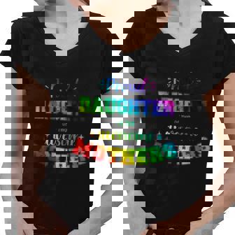 Proud Daughter Awesome Lesbian Mothers Family Rainbow Pride Cool Gift Graphic Design Printed Casual Daily Basic Women V-Neck T-Shirt - Thegiftio