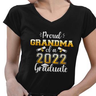 Proud Grandma Of A Class Of 2022 Graduate Senior Graduation Women V-Neck T-Shirt - Monsterry UK