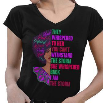Proud Inspiring Black Woman I Am The Storm Tshirt Women V-Neck T-Shirt - Monsterry AU