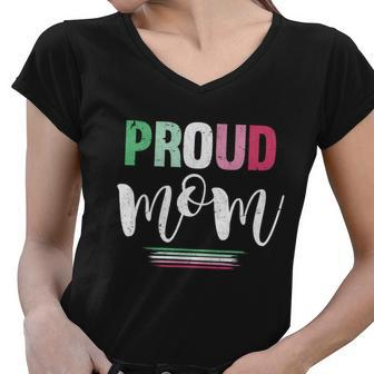 Proud Mom Abrosexual Flag Lgbtq Mothers Day Abrosexual Gift Women V-Neck T-Shirt - Monsterry