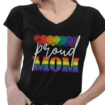 Proud Mom Mothers Day Gift Lgbtq Rainbow Flag Gay Pride Lgbt Gift V2 Women V-Neck T-Shirt - Monsterry DE