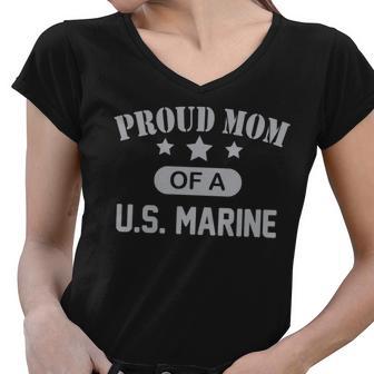 Proud Mom Of A Us Marine Women V-Neck T-Shirt - Monsterry DE