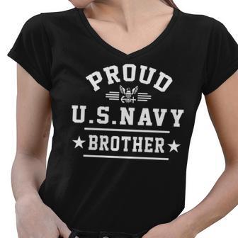 Proud Navy Brother Women V-Neck T-Shirt - Monsterry