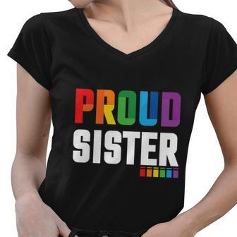 Proud Sister Gay Pride Month Lbgt Women V-Neck T-Shirt - Monsterry DE