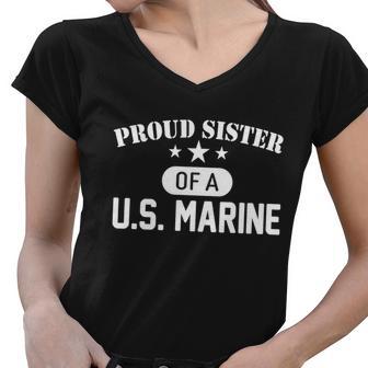 Proud Sister Of A Us Marine Women V-Neck T-Shirt - Monsterry