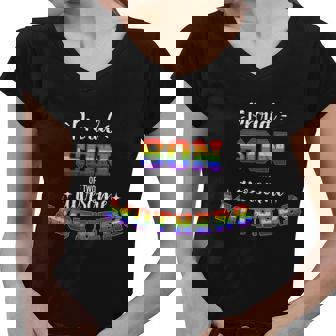 Proud Son Awesome Lesbian Mothers Family Rainbow Pride Gift Graphic Design Printed Casual Daily Basic Women V-Neck T-Shirt - Thegiftio