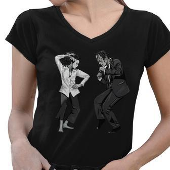 Pulp Frankenstein Dancing Monster Women V-Neck T-Shirt - Monsterry