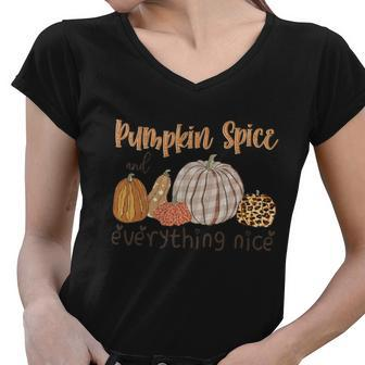 Pumpkin Spice And Everything Nice Thanksgiving Quote V2 Women V-Neck T-Shirt - Monsterry AU